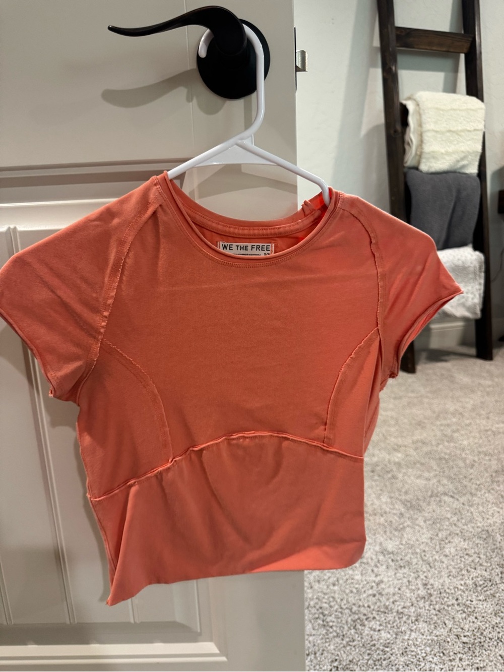 Free People Coral Orange Crop Top